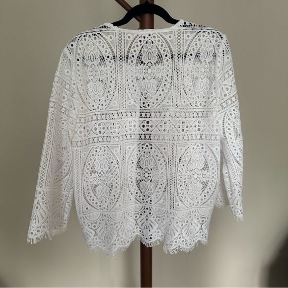 Ruby Rd. White Lace Cardigan Cover Up Top Women's Sz. Medium - Picture 2 of 5